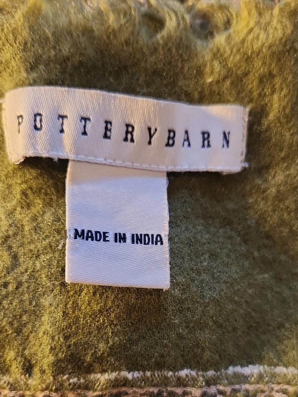 Pottery Barn Olive Green Wool-Cotton Blend Throw Sz 40 X 60